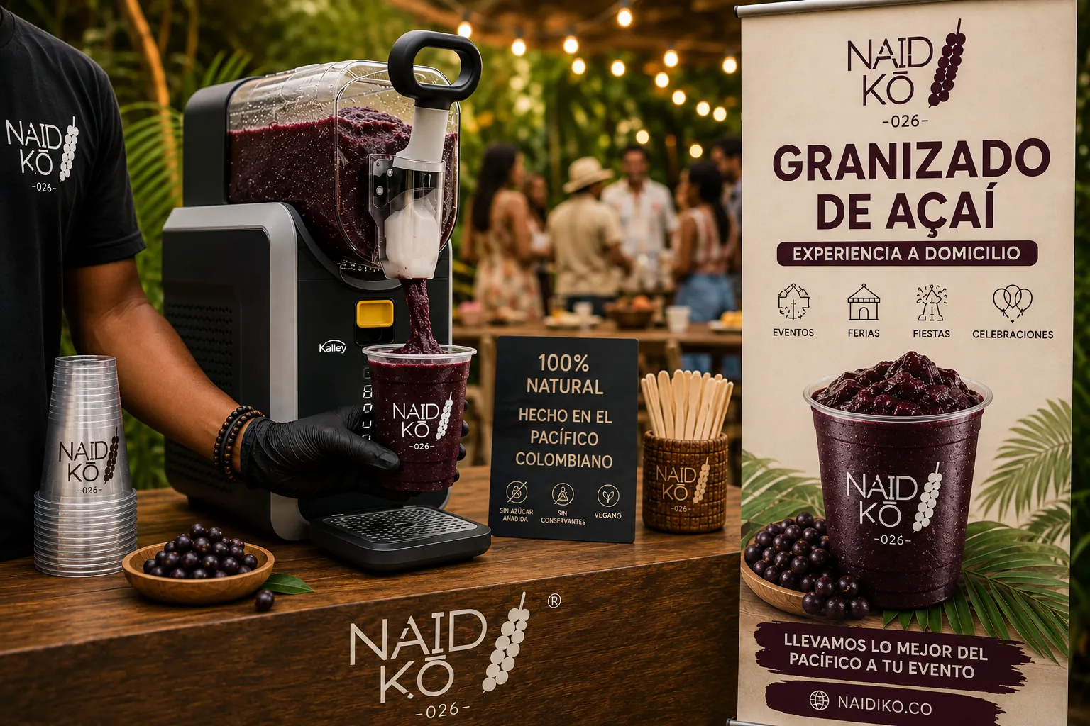 Estación K-Frozen de Naidikó sirviendo granizado de naidí en un evento